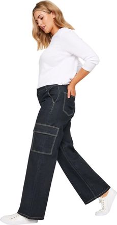 M&Co Womens Indigo Wide Leg Cargo Jeans - Womens