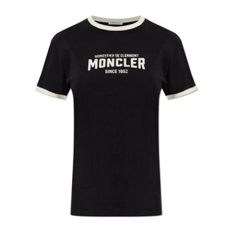 Moncler T-Shirts, female, Black, Size: XS Logo T-Shirt