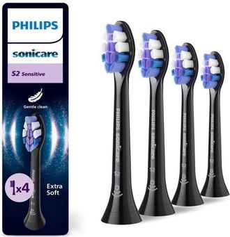 Philips Cabezales De Cepillo De Repuesto - Philips - S2 Sensible - Lote De 4 - Negro - Cerdas Ultra Suaves