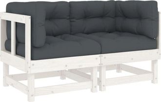 vidaXL Vidaxl - Sof&aacute;s Esquineros Con Cojines 2 Uds Madera Maciza De Pino Blanco