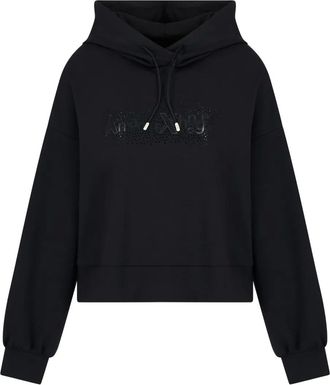 A|X Armani Exchange Felpa con cappuccio e strass - Nero