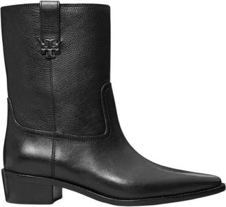 Tory Burch Western City Enkellaars - Dames - Cowboylaarzen - Zwart - 36 EU - Leer - Schoenen