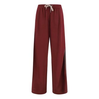 Brunello Cucinelli Pantaloni Tuta in Cotone e Seta - - Trousers - Donna - Rosso - L