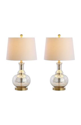 Jonathan Y Designs Lavelle 25 Glass LED Table Lamp in Mercury Silver at Nordstrom