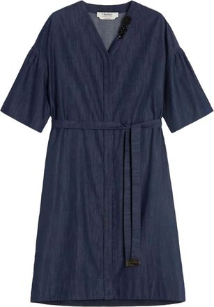 Max Mara Abito corto denim con cintura - Blu
