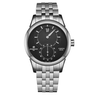 Perrelet Jumping Hour Automatic Black Dial Mens Watch A1037/G