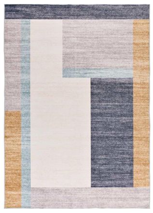 Atticgo Alfombra geom&eacute;trica beige/azul/gris 140x200 cm