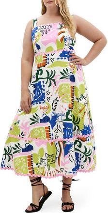 City Chic Shani Abstract Print A-Line Dress in Summer Craze at Nordstrom, Size Xxxs