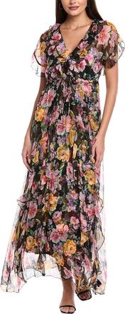 Johnny Was Petite Suri Ruffle Silk Maxi Dress