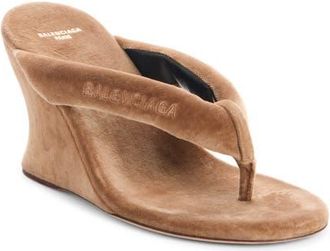 Balenciaga Gaeta Wedge Thong Sandal in Teak at Nordstrom, Size 10Us