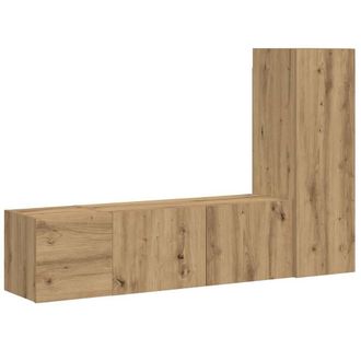Berkfield Home Wall Mounted TV cabinets 3 pcs Artisan Oak Engineered Wood in Brown