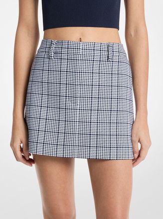 Michael Kors Plaid Stretch Crepe Trouser Mini Skirt