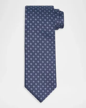 Canali Men & apos;s Micro-Geometric Silk Tie