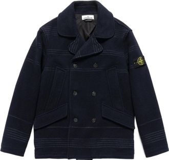 Stone Island Double-Breasted Logo Patch Jacket Black 771542952-V0020