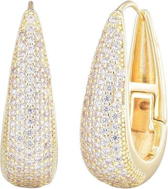 Adornia Adornia 14K Plated Cz Secure Hinge Hoop Earrings