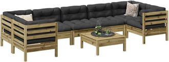 vidaXL Set De Sof&aacute;s Jard&iacute;n 8 Pzas Con Cojines Madera Pino Impregnada Vidaxl