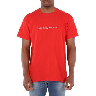 F.A.M.T. White T-Shirt Need Money, Not Friends in Red Print, Size Small