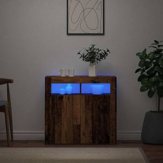 Berkfield Home Sideboard with LED Lights Old Wood 80x35x75 cm Engineered Wood in Brown | Size: 80 x 35 x 75 cm