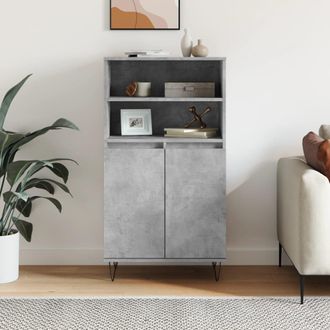 vidaXL Vidaxl - Aparador Alto Madera Contrachapada Gris Hormig&oacute;n 60x36x110 Cm