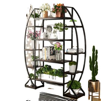 OEM Soporte Para Plantas, Dise&ntilde;o Industrial, Almacenamiento De 5 Niveles, Negro Y Marr&oacute;n, Xl