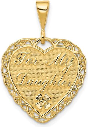 Diamond2Deal 14k Yellow Gold Reversible FOR MY DAUGHTER Heart Charm