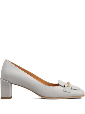 Tod's 50mm block-heel leather pumps - women - CALFSKIN/Calf Leather/Calf Leather - 40 - Grey