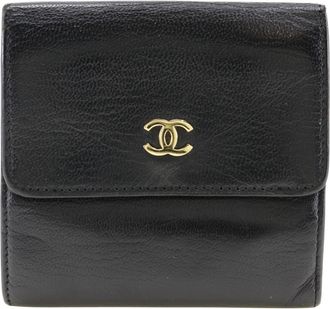 Chanel Black Leather Wallet (Bi-Fold) (Pre-Owned)