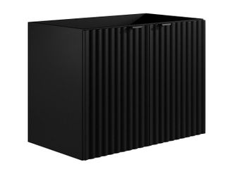 Vente-Unique Mueble flotante bajo lavabo estriado - Negro - Ancho 80 cm - ZILGA