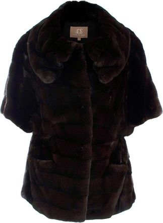 Bespoke JOS Brown Fine Qulaity Mink Fur Short Sleeve Jacket Size XS