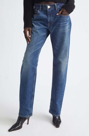 Brandon Maxwell The Beau Classic Straight Leg Jeans in Indigo at Nordstrom, Size 27