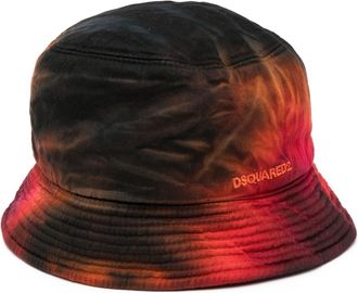 Dsquared2 tie-dye embroidered-logo bucket hat - men - Cotton/Cotton - S - Black