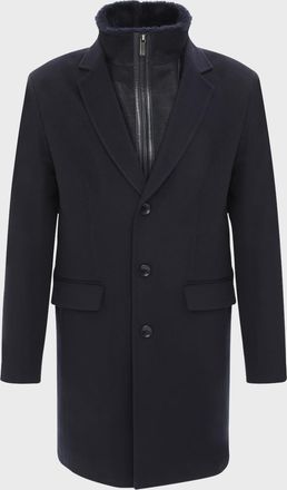 Gorski Mens Loro Wool Short Coat with Merino Shearling Lamb Trim