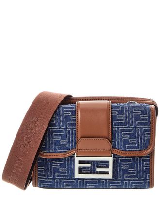 Fendi Fendi Baguette Double Ff Denim & Leather Crossbody