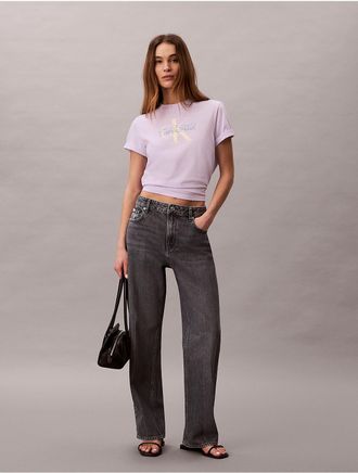 Calvin Klein Jeans Calvin Klein Womens Script Monologo Graphic Classic T-Shirt - Purple - XL