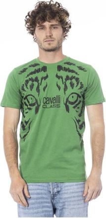 Cavalli Cotton T-Shirt - Heren - T-shirts - Groen - M - Katoen - Tops