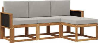 vidaXL Conjunto De Sof&aacute;s De Exterior 4 Uds. Natural Y Gris Claro Vidaxl