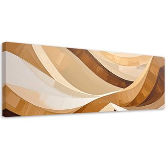 Feeby Cuadro Sobre Lienzo, Olas Abstractas Beige Pastel, 120x40