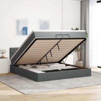 vidaXL Estructura Cama Otomana Colchones Tela Gris Oscuro 200x200cm Vidaxl