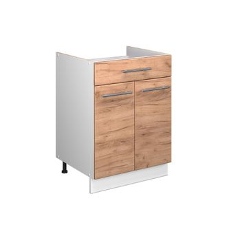 Vicco Mueble Bajo Para Fregadero/placa Fame-line, Roble Dorado/blanco, 60 Cm Con Caj&oacute;n, Sin Encimera, Vicco