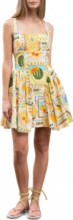 Moon River Fruit Tile Corset Mini Dress In Orange Multi