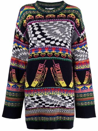Stella McCartney oversized intarsia knit jumper - women - Fabric - 38 - Black