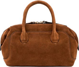 Gianni Chiarini Womens Handbag Gemma Cognac Suede Cow Leather Handbags Hand Bags