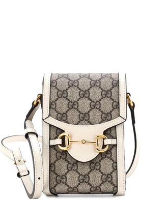 Gucci Horsebit 1955 GG Coated Canvas with Leather Mini crossbody bag - Brown