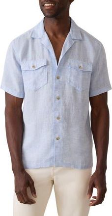 Faherty Reserve Basque Linen Camp Shirt in Light Blue Melange at Nordstrom Rack, Size Medium