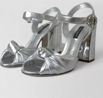 Dolce & Gabbana leather crystal-embellished knotted ankle-strap sandals