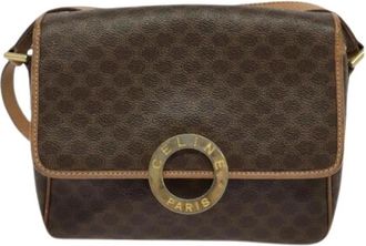 Celine Pre-owned Vintage macadam cirkel logo schoudertas - Dames - Vintage Schoudertas - Bruin - ONE Size - Leer - Vintage