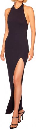 Susana Monaco Halter Low Back Slit Maxi Dress In Black
