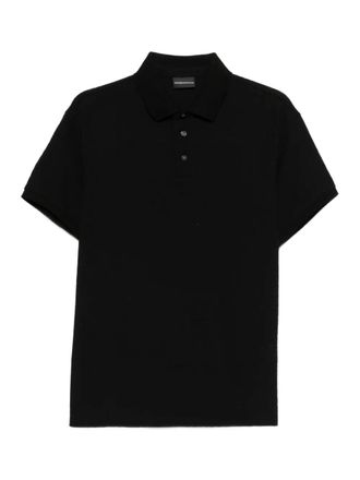 Emporio Armani Poloshirt met logo-jacquard - Zwart