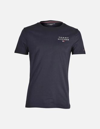Tommy Hilfiger Mens Script Flag Logo Crew Neck T-Shirt, Navy - Black - Size: 42