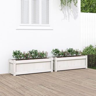 Berkfield Home Garden Planters 2 pcs White Solid Wood Pine